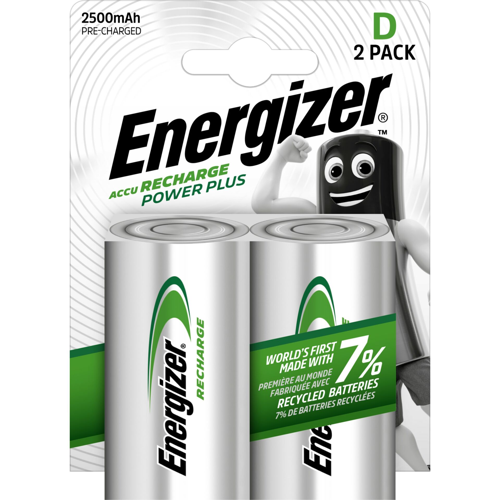 Uzlādējams akumulators HR20 (D) 1.2V 2500mAh Ni-Mh ENERGIZER (2vnt blister)